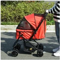 PawHut Hundebuggy Hundewagen Buggy Pet Stroller Oxford Rot, (Haustierwagen, 1-tlg), für kleine Hunde und Katzen, Oxford Rot, 76,5 x 52 x 95 cm