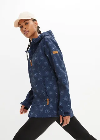 bonprix Wasserabweisende Softshelljacke mit Blumenmuster, blau, Gr.46, Wasserabweisende Softshelljacke mit Blumendruck, aus Softshell