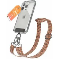 EAZY CASE Handykette Universal für alle Smartphones Boho/Wave/Leo Style, Smartphonekette kombinierbare Handyhülle abnehmbares Band Orange Grün