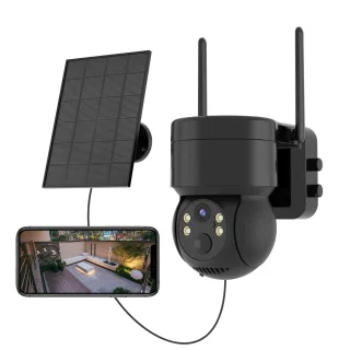 4MP WiFi Solar Camera HD Wireless Surveillance IP Cam with Solar Panel 4X Zoom Human Detection 7800mAh Recharge Battery