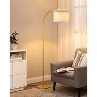 EDISHINE Stehlampe Wohnzimmer, mit E27 LED-Glühbirne, warmweiß, 161cm Bogenlampe mit Leinen-Lampenschirm