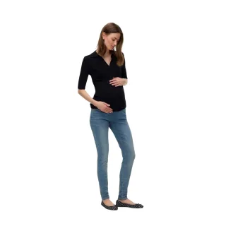Mamalicious - Sweatshirt für Damen, V-Ausschnitt, Umstandskleidung, 3/4 Ärmel (Schwarz)