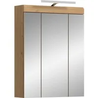 welltime Badezimmerspiegelschrank SIENA, Breite 60cm, inkl. Beleuchtung, 3 Spiegeltüren, 9 Fächer (Set, TOPSELLER) in verschiedenen Farben erhältlich, Badmöbel, Badschrank, Schrank, Bad