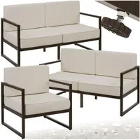 tectake Essgruppe Garten-Loungeset, (Set., 3-tlg), Pulverbeschichtete Stahlgestelle für maximale Stabilität