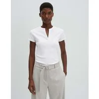 someday Kurzarmshirt Kleoh detail mit V-Ausschnitt Stehkragen, schmale Silhouette für cleanen Look