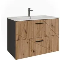 Vicco Badmöbel-Set Irma, Anthrazit/Goldkraft Eiche, 2 Teile, (2-St., 2er Set)