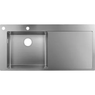 hansgrohe 450 Einbauspüle 43332800 1025 x 490 mm, 1 Hauptbecken links, Abtropffläche rechts, Edelstahl