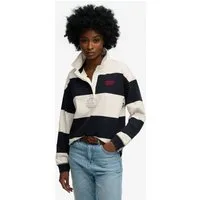 Superdry Langarm-Poloshirt HERITAGE STRIPE RUGBY TOP Oversize-Passform, aus Baumwolle und Single Jersey, mit Polokragen