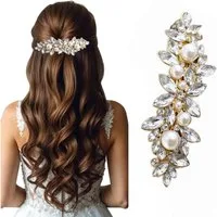 Zaewry Haarspange Strass Haarspangen mit Perle, Braut Haarschmuck für Frauen, Funkelnde Kristall Haarnadeln, Ausgefallene Blumen Haarspangen, für Hochzeit, Braut, Langes und kurzes Haar.