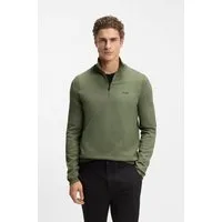 BOSS GREEN Strickpullover Stehkragen mit Reißverschluss, Regular fit, Logo-Print