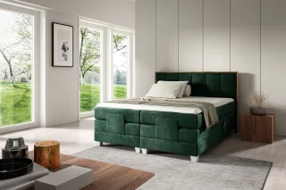 Boxspringbett Elektrisch Bett HENRY 200x200cm in Stoff Fresh Flaschengrün