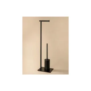 Cosmic Essentials Stand-Toilettenbürstenhalter WJC292A0097036 mit Rollenhalter, 135 x 150 x 855 mm, schwarz matt