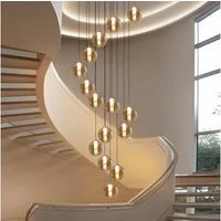 ZMH Pendelleuchte LED Höhenverstellbar Kronleuchter Glas Wohnzimmerlampe, LED wechselbar, Warmweiß, 15 Flammig