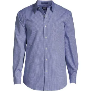 CLASSIC FIT Gemustertes, bügelleichtes Pinpointhemd für Herren, Herren, size: regular, Blau, Baumwolle, by Lands' End