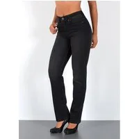 ESRA Straight-Jeans Premium Damen Straight Fit Jeans High Waist Hose bis Übergröße G5 Jeans Damen Straight Fit High Waist Damen Jeans Regular Stretch-Jeans