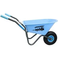 TRUTZHOLM Schubkarre Kinderschubkarre Feuerwehr Schiebkarre Metallschubkarre Gartenkarre, Blau,stabil,einfach zu montieren