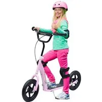 HOMCOM Cityroller Kickscooter mit Hinterbremse, Roller, Höhenverstellbar, 0 km/h, (Tretroller, 1 tlg., Kinderroller), für Außenbereich, Rosa