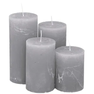 Rustikale Kerzen, grau, abgestuft, 4 Stück