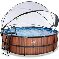 EXIT Framepool inkl. multifunktionaler Poolabdeckung (Set, 4-tlg), ØxH: 427x122 cm, mit Sandfilteranlage und Sicherheitsleiter