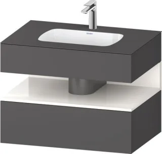 Duravit Qatego Einbauwaschtisch mit Konsolenwaschtischunterbau Graphit & Weiß Hochglanz & Matt 800x5 QA4785022490010