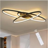 ZMH LED Deckenleuchte Dimmbar Deckenlampe Modern Weiß/Schwarz Wohnzimmerlampe, LED fest integriert, 3000-6500k, Mit Fernbedienung Hochwertig Material Geometrisches & Kreatives Design