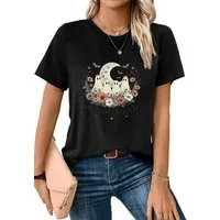 PYLIKE T-Shirt Damen Halloween bequemes t shirt mit Geister Print-Shirt Halloween Special Feiertag tragen