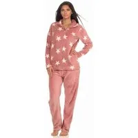 Normann Relaxanzug Kuscheliger Damen Hausanzug aus Coralfleece in Sterne Optik