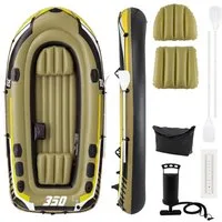 COSTWAY Schlauchboot, für 3 Personen, aufblasbares Boot mit 2 Paddeln