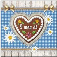 Ambiente Luxury Paper Products Papierserviette, Servietten Papier 33x33cm 3-lagig mit Lebkuchenherz Motiv 20 Stück
