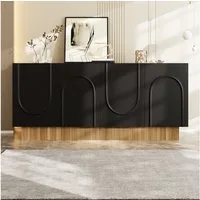 OKWISH Sideboard Sideboard 160x75x38 cm, 4 Türen, matte Front – modernes Design (Packung, 1 St., Stilvolle Aufbewahrung für Wohnzimmer & Essbereich), großem Stauraum und klarer U-Form-Struktur