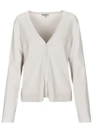 CLARINA - Ganzjahres NOS V-Cardigan, 1/1 209 sand mel. - Gr. - 42
