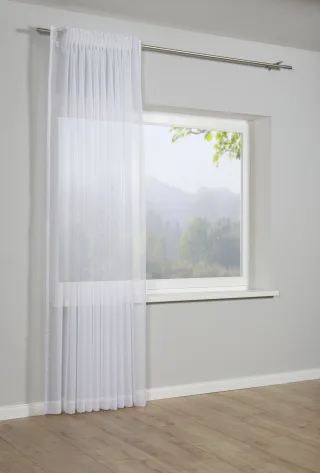 GARDINIA Gardine "Schal mit Gardinenband Voile Uni" verdeckte Schlaufen 1 Stk. tlg. Stoff Voile Uni
