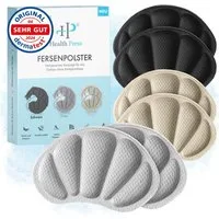 Health Press Fersenpolster Premium Fersenkissen - 3 Paar Schuheinlagen in Schwarz, Grau, Beige (Universell zuschneidbar, 6-tlg., Extra starke Klebekraft), Fersenschutz gegen Reibung und Blasen