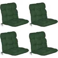 Beautissu Sitzauflage 4er Set Niedriglehner Auflagen Set Flair NL, 100x50x8cm, Dunkelgrün, 4er Sitzkissen Niederlehner, Sitzpolster Gartenstuhl & Gartenmöbel