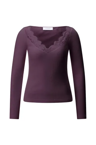 Rich & Royal - Lace Longsleeve mulberry - Gr. - M