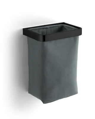 Giese Gästehandtuchkorb in schwarz matt mit herausnehmbarem Stoffeinsatz aus Baumwolle anthrazit, 40 40510-14