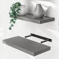 Casaria Wandboard, Grau Hängeregal mit Halterung 15kg Tragkraft Küche Matt 50cm