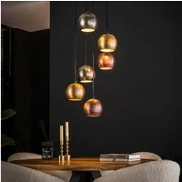 famlights Pendelleuchte famlights, Pendelleuchte Edoardo in Mehrfarbig E27 6-flammig