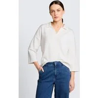TOM TAILOR 3/4-Arm-Shirt T-Shirt Loose Fit Scuba Langarmshirt mit Polokragen