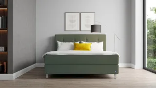 BRUNO Boxspringbett Premium 160x200cm in Grün | Matratzen-Härtegrad: Links H2 / Rechts H3 | mehrfach ausgezeichnet in Design & Qualität