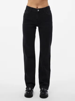 PIECES - PCKELLY MW STRAIGHT JEANS BL102 NOOS BC Black Denim - Gr. - 30