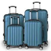 LALAHO Trolley Kofferset Hartschale Reisekoffer, 360° Rollen, 4 Rollen, 4er Set Handgepäck, moderner Koffer, Marineblau