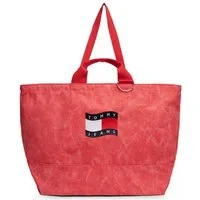 Tommy Jeans Tragetasche TJW WAVE FLAG MED TOTE, Unisex Tragetasche, Umhängetasche, Shopper, Henkeltasche im Used-Look