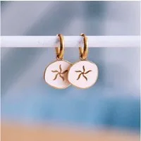 suebidou Paar Creolen Damen Ohrringe 10 mm mit Anhängern aus Premium Edelstahl vergoldet (1 Paar Creolen mit Anhänger), nachhaltig, kreativ