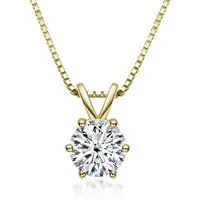 ROUGEMONT Kette mit Anhänger Funkelnde Moissanit Halskette 925 Silber 18K Gold +Zertifikat, Hypoallergen