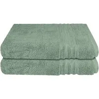 Schiesser Duschtücher Milano aus 100% Baumwolle mit eleganter Bordüre in Hoch-Tief-Optik, Frottier (Set, 2-St), Made in Green