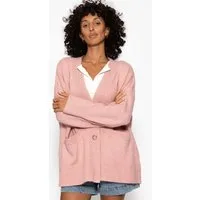 SASSYCLASSY Cardigan Oversize Cardigan mit Taschen für Damen Strickcardigan in Rippstruktur mit V-Ausschnitt und Knopfleiste