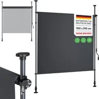STEELSØN Senkrechtmarkise Serelia, Sichtschutz, Windschutz, Sonnenschutz (100x310 cm, Anthrazit) Vertikalmarkise wetterfest, Klemmmarkise ohne Bohren