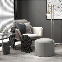HOMCOM Sitzhocker Ottomane Runder Sitzhocker mit Stauraum, Klappdeckel (56 x 42 x 42 cm Runder Fußhocker mit Leinenoptik, 1 St., Polsterhocker mit Stauraum), für Wohnzimmer, Schlafzimmer, Grau