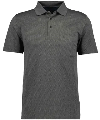 RAGMAN - Softknit-Polo fishnet grau-melange - Gr. - XXL